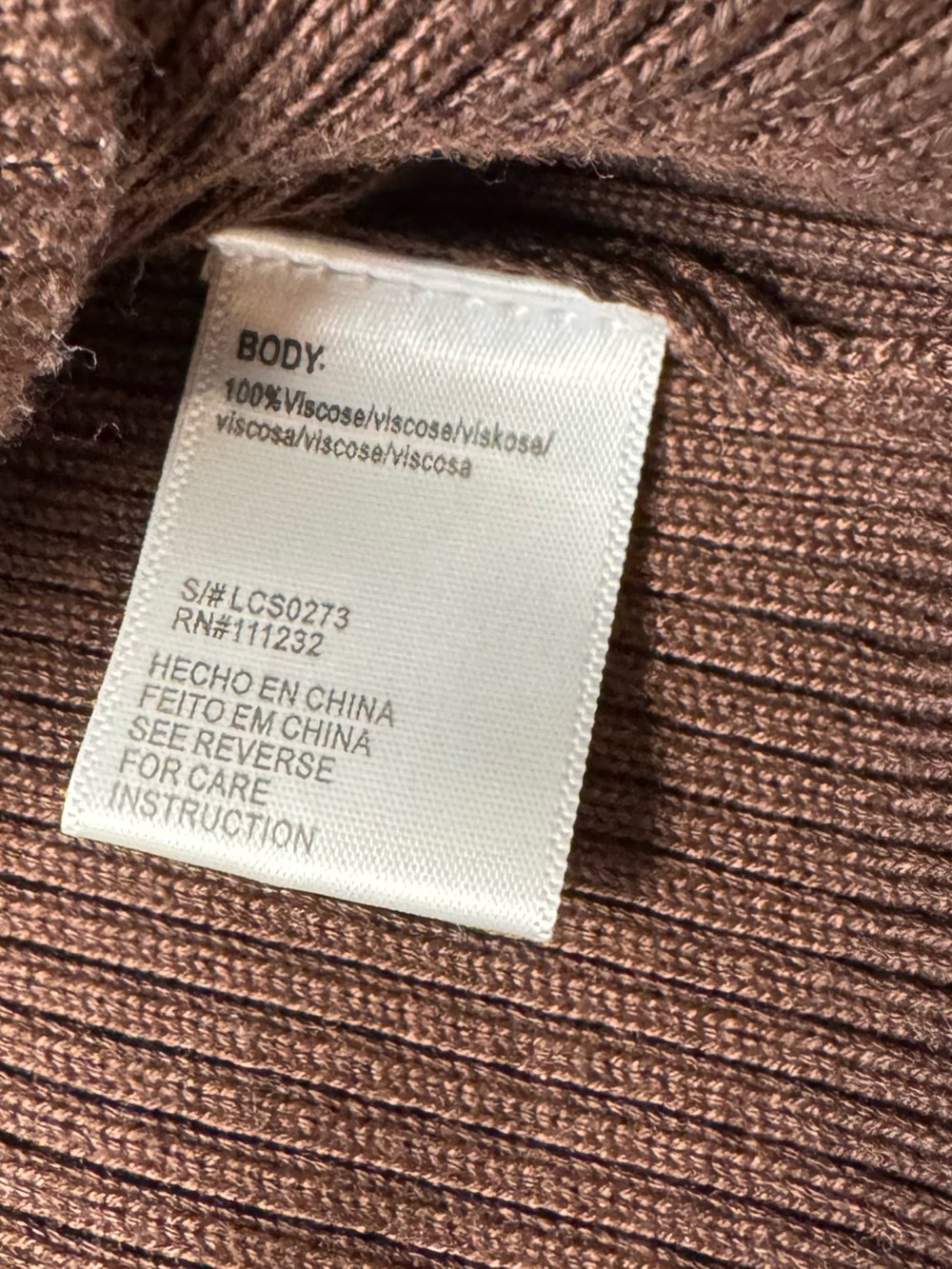 Lucca Ribbed Chocolate Brown Knit Long Sleeve Sweater with Cutout Front Size M - Picture 4 of 5